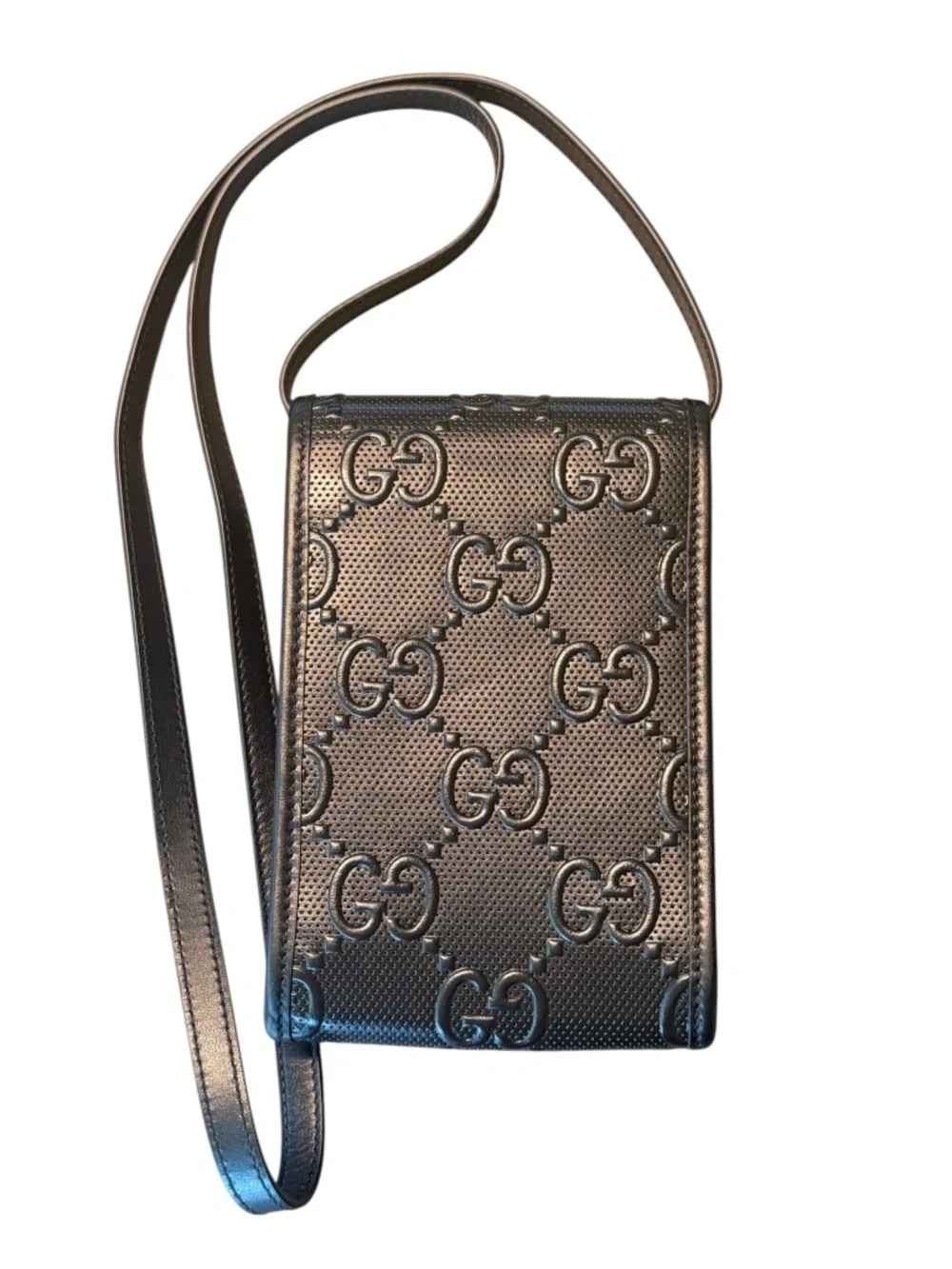 Gucci GG Embossed Mini Messenger/Phone Crossbody Bag